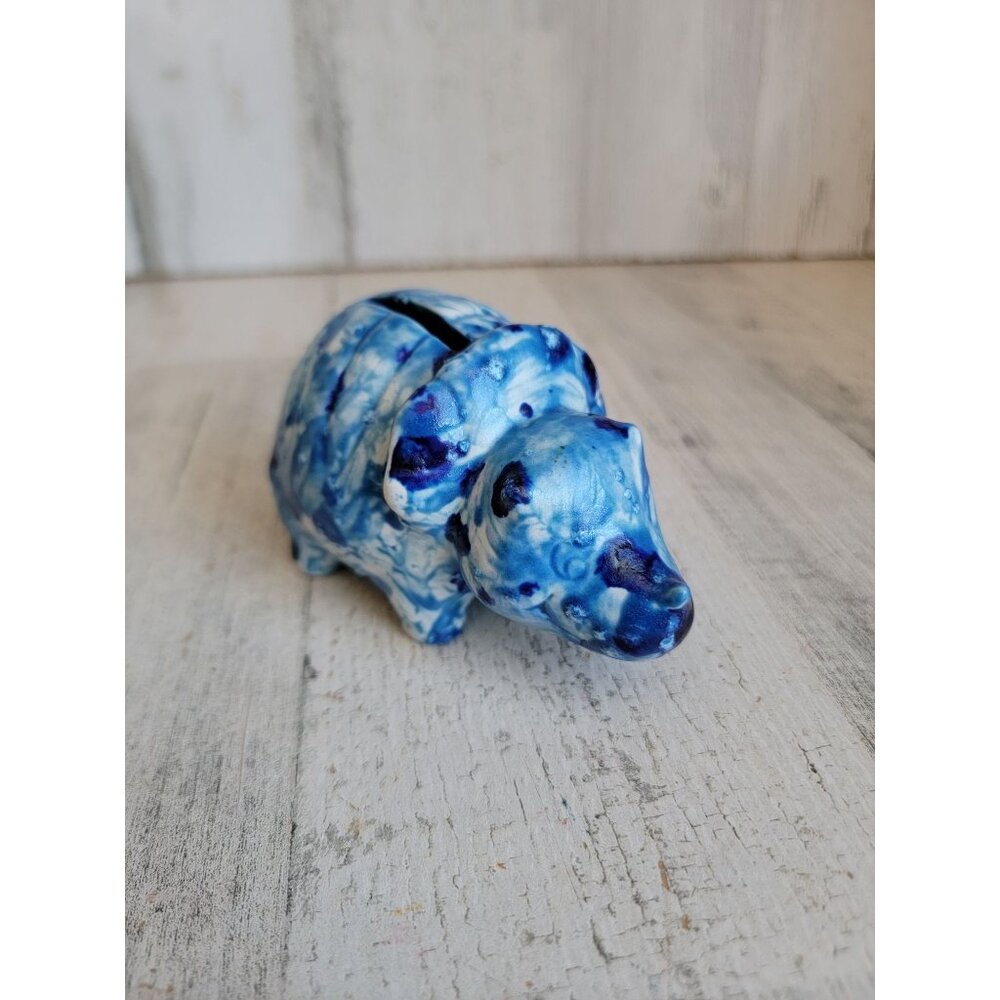 Vintage triceratops blue miniature Piggy bank‎ unique dinosaur